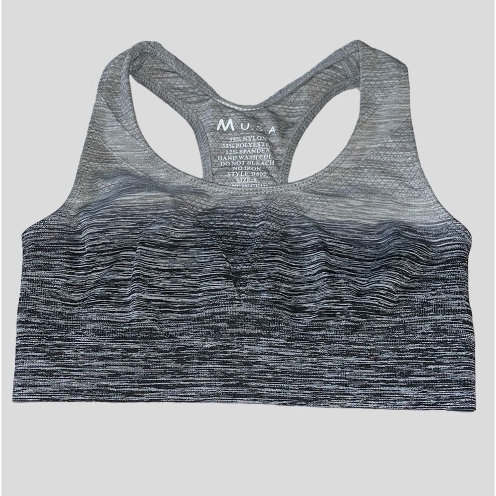 M USA Gray Ombre Padless Sports Bra - Size S